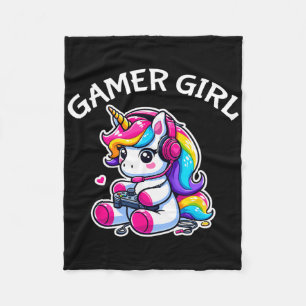 Niedliches Videospiel Gaming Unicorn Gamer Girl 1 Fleecedecke