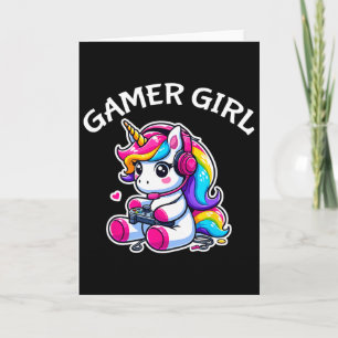 Niedliches Videospiel Gaming Unicorn Gamer Girl 1 Karte