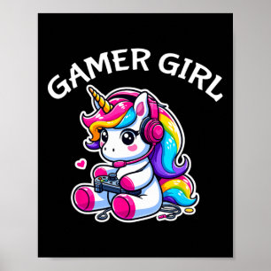 Niedliches Videospiel Gaming Unicorn Gamer Girl 1 Poster