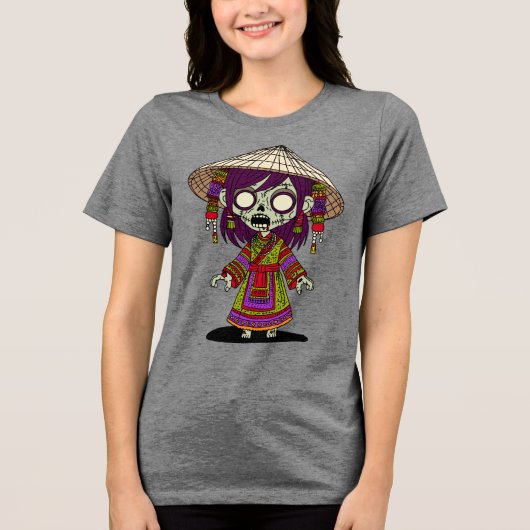 Niedliches vietnamesisches Zombie Tri-Blend Shirt (Vorderseite)