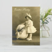 Niedliches Viktorianisches Bunny Girl & Egg Ostern Einladung (Stehend Vorderseite)