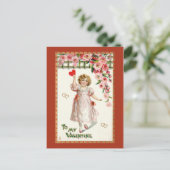 Niedliches Viktorianisches Kind Valentine Feiertagspostkarte (Stehend Vorderseite)