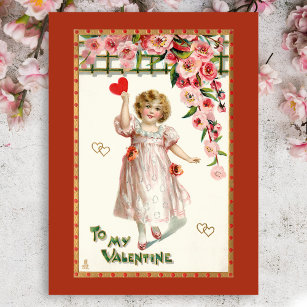 Niedliches Viktorianisches Kind Valentine Feiertagspostkarte