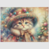 Niedliches Viktorianisches Weihnachtskätzchen und  Seidenpapier (Vorderseite)