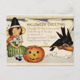 Niedliches Vintag Happy Halloween Gruß Postkarte
