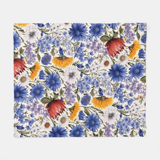 Niedliches Vintag Inspiriert Blumenmuster Fleecedecke (Vorderseite (Horizontal))