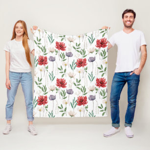 Niedliches Vintag Inspiriert Blumenmuster Fleecedecke