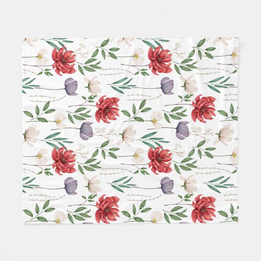 Niedliches Vintag Inspiriert Blumenmuster Fleecedecke (Vorderseite (Horizontal))