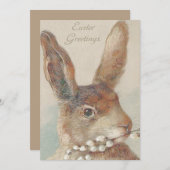 Niedliches Vintag Osterhasen Feiertagskarte (Vorne/Hinten)