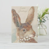 Niedliches Vintag Osterhasen Feiertagskarte (Stehend Vorderseite)