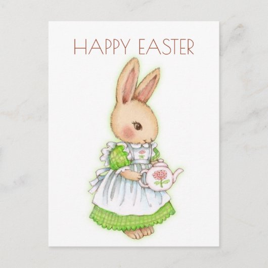 Niedliches Vintag Osterhasen Postkarte (Vorderseite)