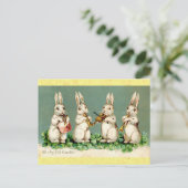 Niedliches Vintag Ostern-Bunny-Kaninchen-Band Postkarte (Stehend Vorderseite)