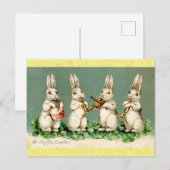 Niedliches Vintag Ostern-Bunny-Kaninchen-Band Postkarte (Vorne/Hinten)