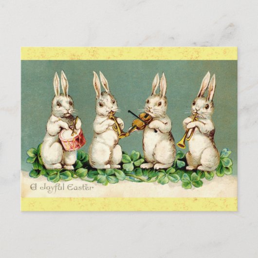Niedliches Vintag Ostern-Bunny-Kaninchen-Band Postkarte (Vorderseite)