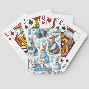 Niedliches Vintage-Hasen-Nahtlosmuster Spielkarten