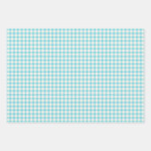 Niedliches Vintages Aqua Blue Gingham Kariertes Mu Geschenkpapier Set (Vorderseite)