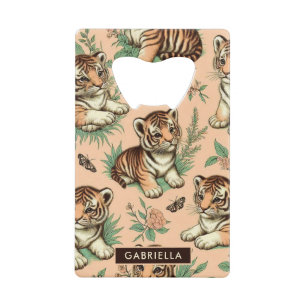 Niedliches Vintages Baby Tiger Muster Geldbeutel Flaschenöffner