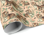 Niedliches Vintages Baby Tiger Muster Geschenkpapier (Rolleneckpunkt)