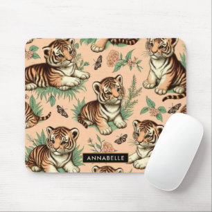 Niedliches Vintages Baby Tiger Muster Mousepad