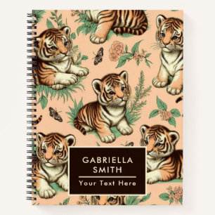 Niedliches Vintages Baby Tiger Muster Notizblock