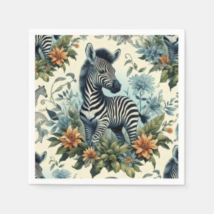 Niedliches Vintages Baby Zebra Watercolor Serviette