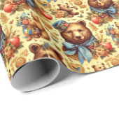 Niedliches Vintages Bärenwasser Geschenkpapier (Rolleneckpunkt)