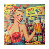 Niedliches Vintages Bier-Button Fliese (Vorderseite)