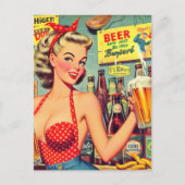 Niedliches Vintages Bier-Button Postkarte (Vorderseite)