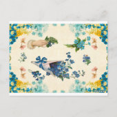 Niedliches Vintages Blau und Gelbe Blumendekoupage Postkarte (Rückseite)
