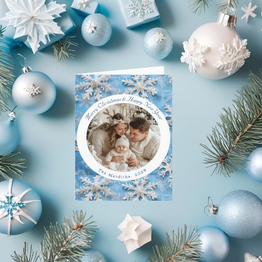 Niedliches Vintages Blue Snowflake Weihnachten Fot