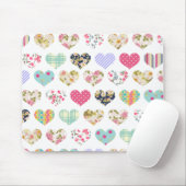 Niedliches Vintages Blumenherz-Steppdecken-Muster Mousepad (Mit Mouse)