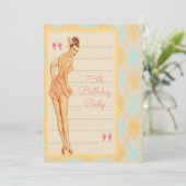 Niedliches, Vintages Button Up Girl, Einladung zum (Stehend Vorderseite)