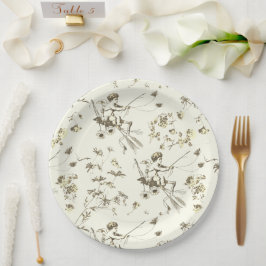 Niedliches Vintages Cupid Angel Gold Beige Blument Pappteller