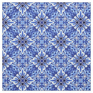 Niedliches Vintages Delft Blue Floral Pattern Stoff
