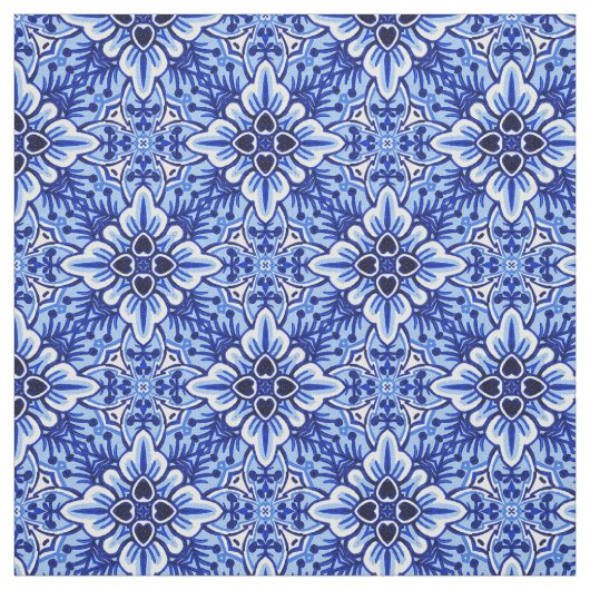 Niedliches Vintages Delft Blue Floral Pattern Stoff (Muster)