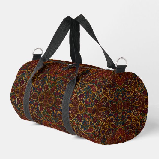 Niedliches Vintages dunkelbraunes Paisley-Design Duffle Bag (Linke Seite)