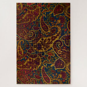 Niedliches Vintages dunkelbraunes Paisley-Design Puzzle
