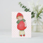 Niedliches Vintages Erdbeermädchen Postkarte (Stehend Vorderseite)