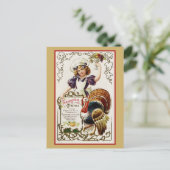 Niedliches Vintages Erntedank Menü Türkei Postkarte (Stehend Vorderseite)