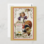 Niedliches Vintages Erntedank Menü Türkei Postkarte (Vorne/Hinten)