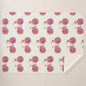 Niedliches Vintages Fahrradmuster in Rosa und Lila Sherpadecke (Vorderseite (Horizontal))