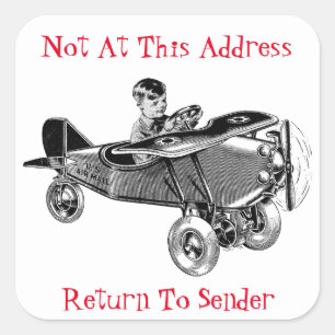 Niedliches Vintages Flugzeug kehrt zum Sender-Aufk Quadratischer Aufkleber