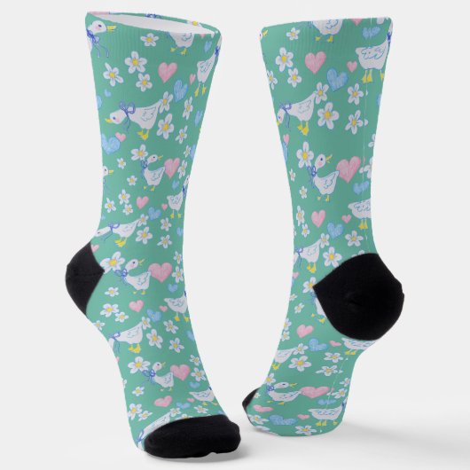 Niedliches Vintages Gänsemuster Socken (Gewinkelt)