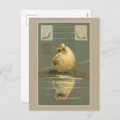 Niedliches Vintages Gelbes Osterkichchen Feiertagspostkarte (Vorne/Hinten)