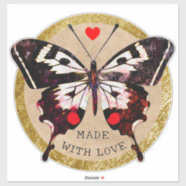 Niedliches Vintages Grunge Schmetterlingsherz aus  Aufkleber