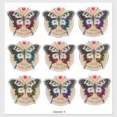 Niedliches Vintages Grunge Schmetterlingsherz aus Aufkleber (Blatt)