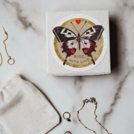 Niedliches Vintages Grunge Schmetterlingsherz aus  Runder Aufkleber