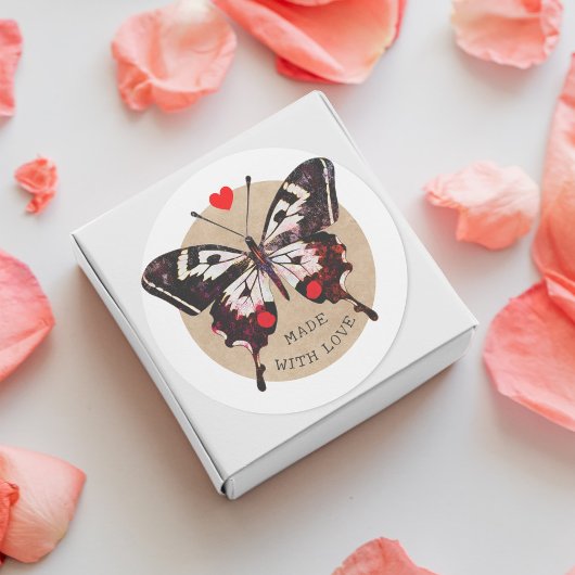 Niedliches Vintages Grunge Schmetterlingsherz aus Runder Aufkleber