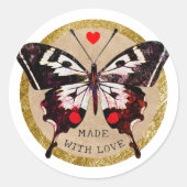 Niedliches Vintages Grunge Schmetterlingsherz aus Runder Aufkleber (Vorderseite)