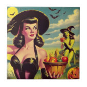 Niedliches Vintages Halloween-Button Fliese (Vorderseite)